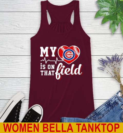 MLB My Heart Is On That Field Baseball Sports Chicago Cubs Racerback Tank 2