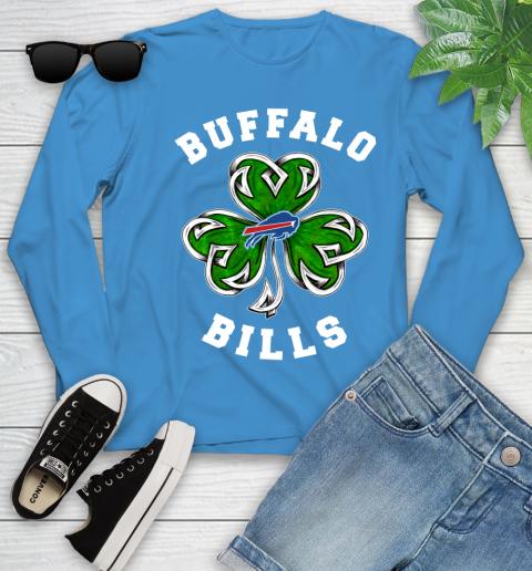 NFL Buffalo Bills Three Leaf Clover St Patrick's Day Football Sports Youth Long Sleeve 8