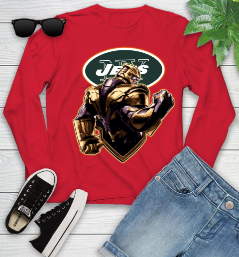 NFL Thanos Avengers Endgame Football Sports New York Jets Youth Long Sleeve 11