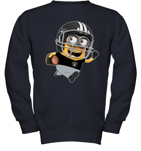 NFL Oakland Raiders Minions Disney Football Sports pNPDNs98I58 youth sweatshirt 47 95 151514 front navy