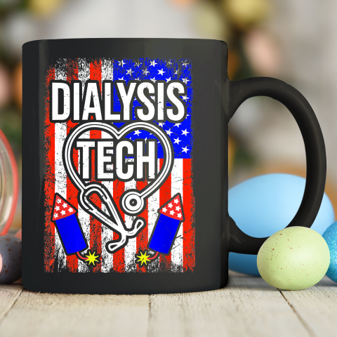 Dialysis Tech 4th Of July American Flag Stethoscope Sparkler Ceramic Mug 11oz