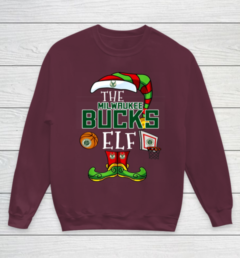 Milwaukee Bucks Christmas ELF Funny NBA Youth Sweatshirt 4