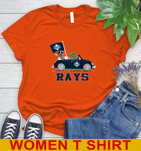 MLB Baseball Tampa Bay Rays Darth Vader Baby Yoda Driving Star Wars Shirt Women's T-Shirt 4