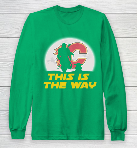 Calgary Flames NHL Ice Hockey Star Wars Yoda And Mandalorian This Is The Way Long Sleeve T-Shirt 4