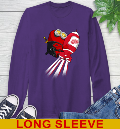 NHL Hockey Detroit Red Wings Deadpool Minion Marvel Shirt Long Sleeve T-Shirt 5