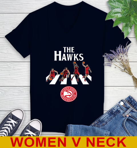 NBA Basketball Atlanta Hawks The Beatles Rock Band Shirt Women's V-Neck T-Shirt 2