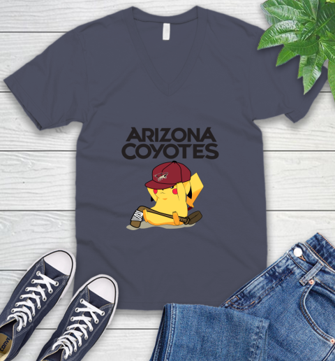NHL Pikachu Hockey Sports Arizona Coyotes V-Neck T-Shirt 8
