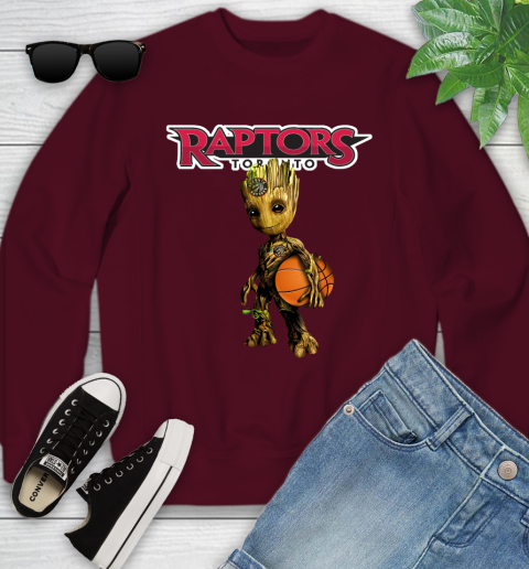 Toronto Raptors NBA Basketball Groot Marvel Guardians Of The Galaxy Youth Sweatshirt 5