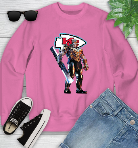 NFL Thanos Gauntlet Avengers Endgame Football Kansas City Chiefs Youth Sweatshirt 7