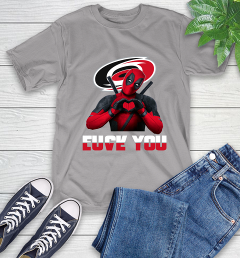 NHL Carolina Hurricanes Deadpool Love You Fuck You Hockey Sports T-Shirt 6