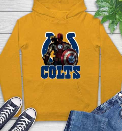 NFL Captain America Thor Spider Man Hawkeye Avengers Endgame Football Indianapolis Colts Hoodie 3