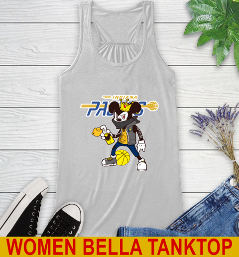 Indiana Pacers NBA Basketball Mickey Peace Sign Sports Racerback Tank