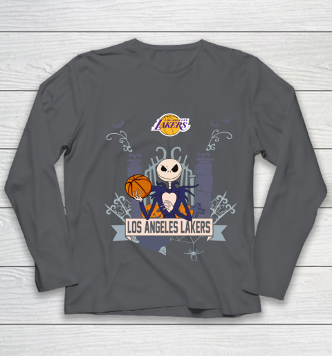 NBA Los Angeles Lakers Basketball Jack Skellington Halloween Youth Long Sleeve 6