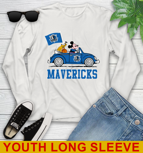 NBA Basketball Dallas Mavericks Pluto Mickey Driving Disney Shirt Youth Long Sleeve 12
