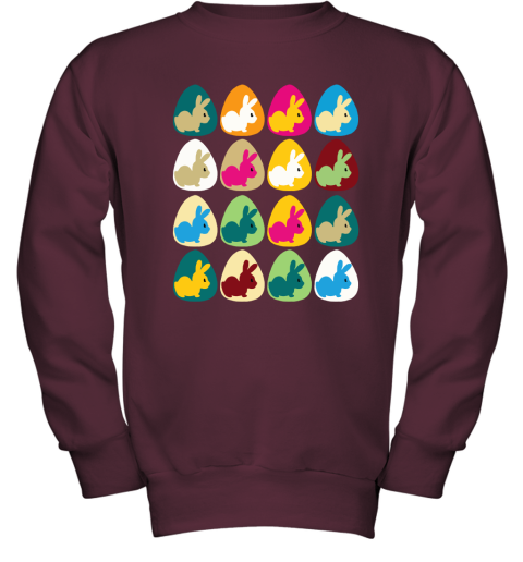 l6el easter rabbit inside easter egg color combination youth sweatshirt 47 front maroon