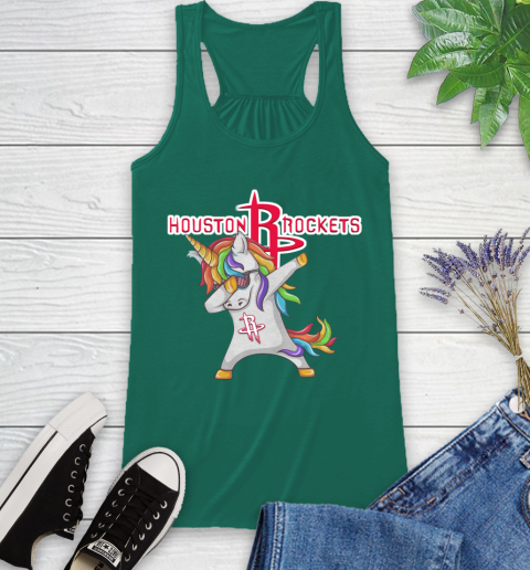 Houston Rockets NBA Basketball Funny Unicorn Dabbing Sports Racerback Tank 7