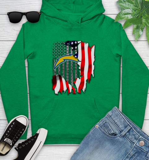 Los Angeles Chargers NFL Football American Flag Youth Hoodie 9