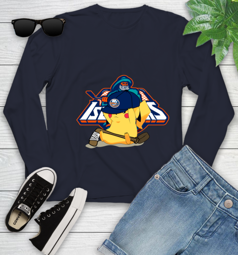 NHL Pikachu Hockey Sports New York Islanders Youth Long Sleeve 3
