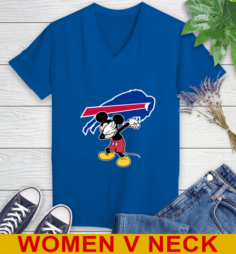 Buffalo Bills NFL Football Dabbing Mickey Disney Sports Women's V-Neck T-Shirt 11