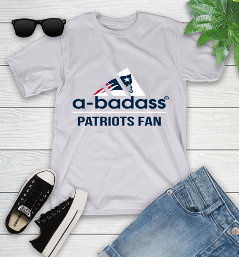 NFL A Badass New England Patriots Fan Adidas Football Sports Youth T-Shirt 4