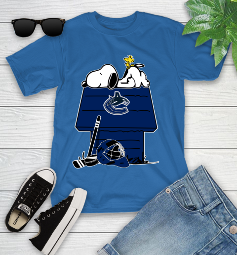 Vancouver Canucks NHL Hockey Snoopy Woodstock The Peanuts Movie Youth T-Shirt 9