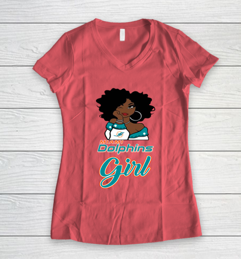 Miami Dolphins Girl NFL Women's V-Neck T-Shirt 6