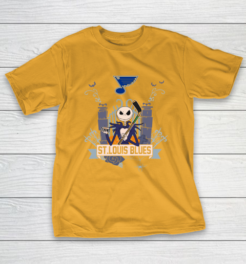 NHL St.Louis Blues Hockey Jack Skellington Halloween T-Shirt 2