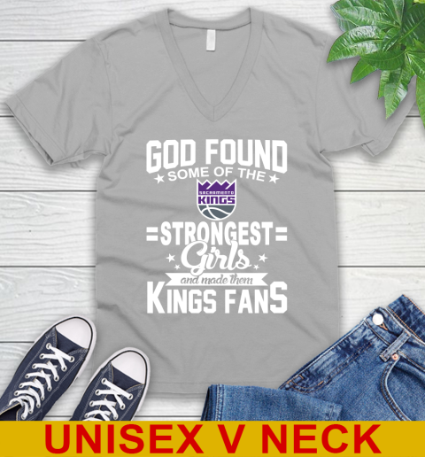 Sacramento Kings NBA Basketball God Found Some Of The Strongest Girls Adoring Fans V-Neck T-Shirt - Image 4
