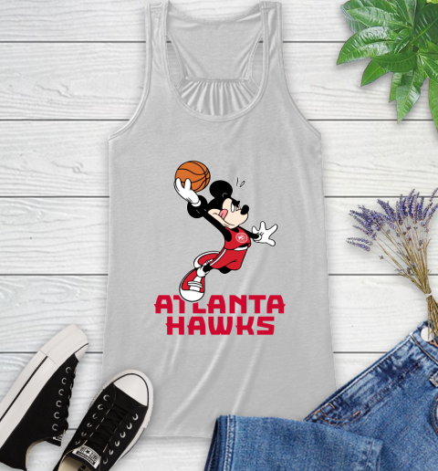 NBA Basketball Atlanta Hawks Cheerful Mickey Mouse Shirt Racerback Tank 2