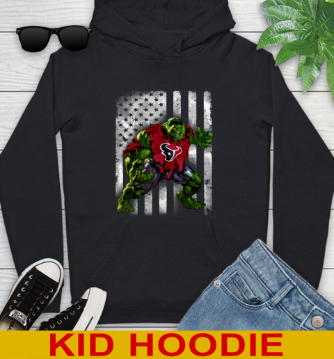 Houston Texans Hulk Marvel Avengers NFL Football American Flag Youth Hoodie