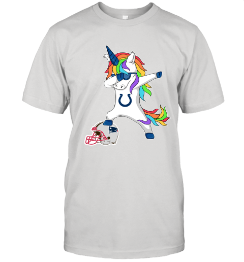 Football Dabbing Unicorn Steps On Helmet Indianapolis Colts Unisex Jersey Tee