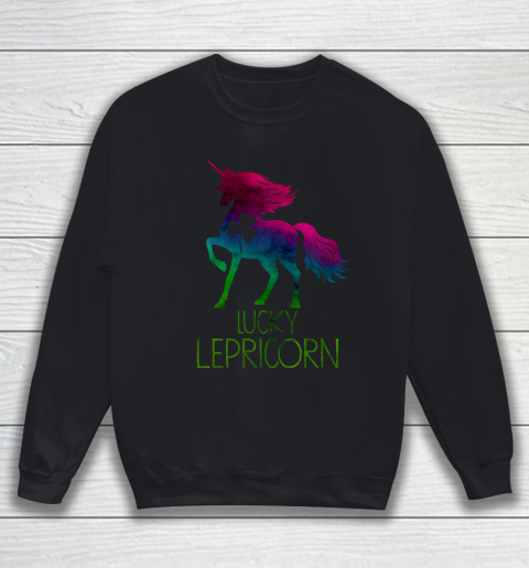 St Paddys Day Unicorn Lepricorn Shamrock Leprechaun Rainbow Sweatshirt