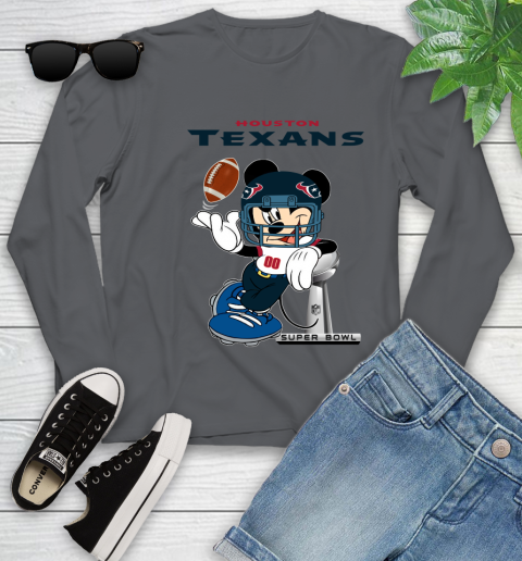 NFL Houston Texans Mickey Mouse Disney Super Bowl Football T Shirt Youth Long Sleeve 20