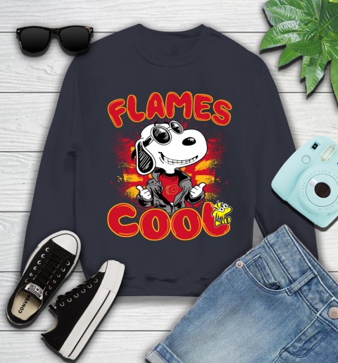 NHL Hockey Calgary Flames Cool Snoopy Shirt Youth Sweatshirt 2
