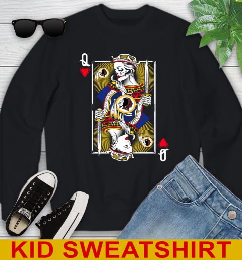 NFL Football Washington Redskins The Queen Of Hearts Card Shirt Youth Sweatshirt