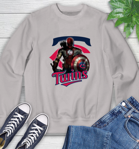 MLB Captain America Thor Spider Man Hawkeye Avengers Endgame Baseball Minnesota Twins Sweatshirt 12