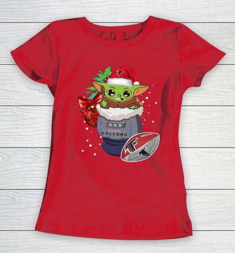 Atlanta Falcons Christmas Baby Yoda Star Wars Funny Happy NFL Women's T-Shirt 10