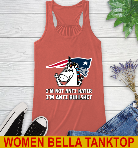 New England Patriots NFL Football Unicorn I'm Not Anti Hater I'm Anti Bullshit Racerback Tank 4