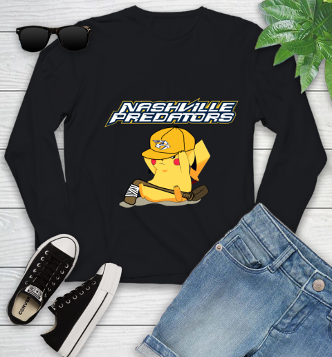 NHL Pikachu Hockey Sports Nashville Predators Youth Long Sleeve 2
