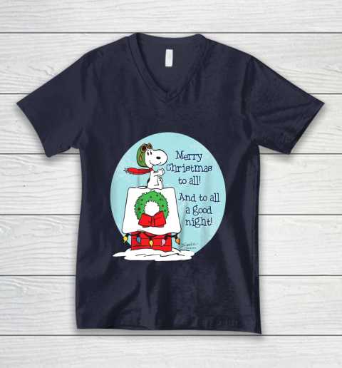 Peanuts Snoopy Merry Christmas and to all Good Night V-Neck T-Shirt 2