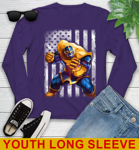 NHL Hockey Washington Capitals Thanos Marvel American Flag Shirt Youth Long Sleeve - Image 5