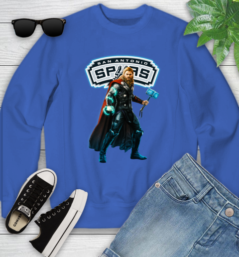NBA Thor Avengers Endgame Basketball San Antonio Spurs Youth Sweatshirt 8
