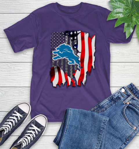 Detroit Lions NFL Football American Flag T-Shirt 5