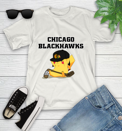 NHL Pikachu Hockey Sports Chicago Blackhawks Youth T-Shirt