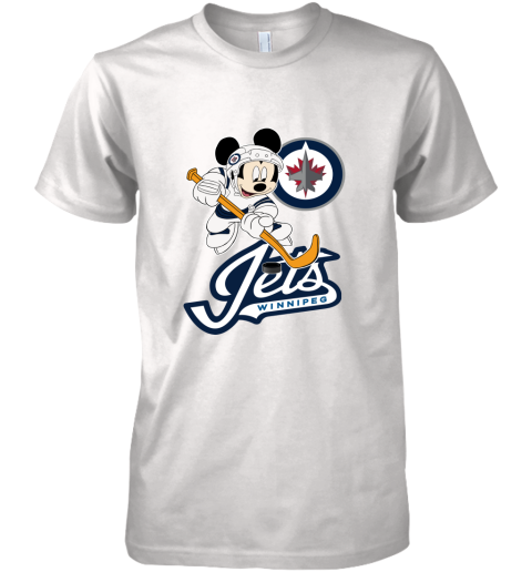 NHL Hockey Mickey Mouse Team Winniepg Jets Premium Men's T-Shirt