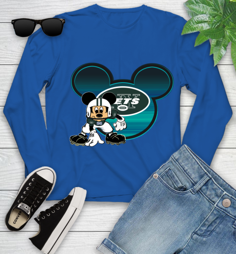 NFL New York Jets Mickey Mouse Disney Football T Shirt Youth Long Sleeve 9