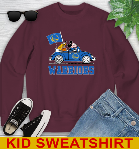 NBA Basketball Golden State Warriors Pluto Mickey Driving Disney Shirt Youth Sweatshirt 5