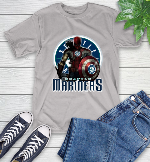 MLB Captain America Thor Spider Man Hawkeye Avengers Endgame Baseball Seattle Mariners T-Shirt 12