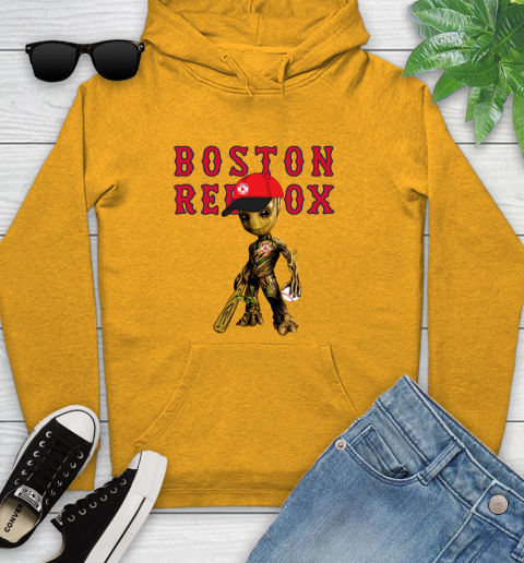 MLB Boston Red Sox Groot Guardians Of The Galaxy Baseball Youth Hoodie 3