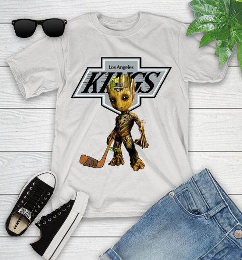 Los Angeles Kings NHL Hockey Groot Marvel Guardians Of The Galaxy Youth T-Shirt